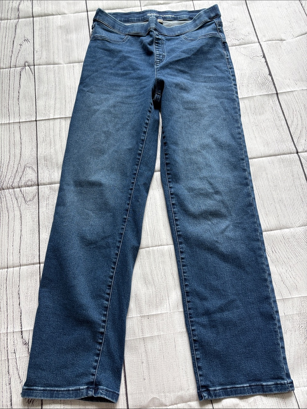 Style & Co. Pull-On Straight Leg Jeans - Dark Blue Wash Size L